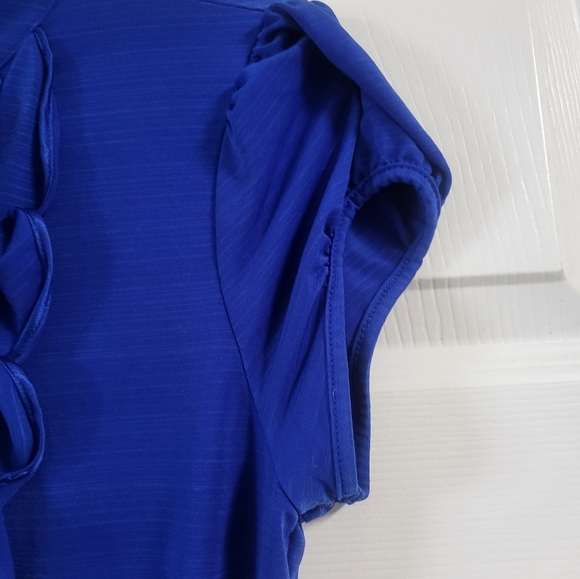 Elegant Blue Ruffled Women's Top Size L - Picture 5 of 10